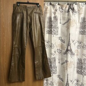 Brown Leather Boot Cut Pants